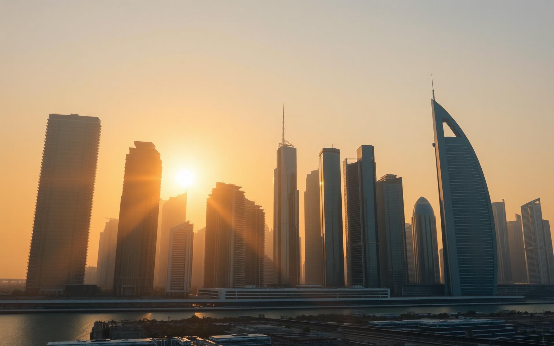 UAE skyline at golden hour